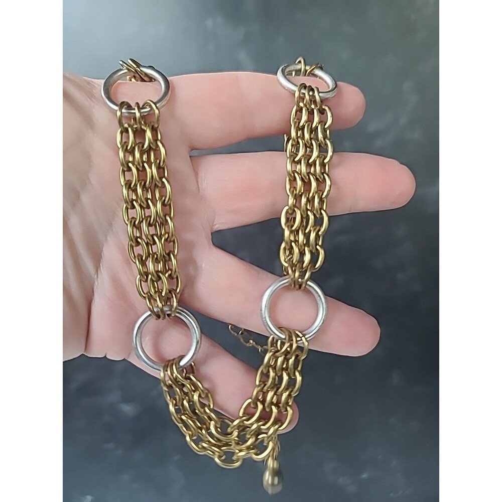 Marjorie Baer Two Toned Metal Statement Necklace Vintage